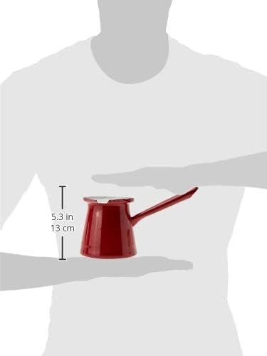 IBILI Turkish Coffee Pot 16.9oz / 500ml | Made in Spain | Enameled Steel in Red ??Turkish Coffee Maker with Spout ??Greek Turkish Coffee Cezve for Traditional Brewing, Espresso, and Arabic Coffee