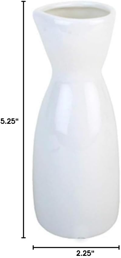 JapanBargain, Porcelain Sake Carafe Sake Bottle for Cold Sake and Hot Sake Microwave Safe (2, 4 oz - White)