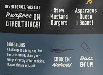 Kosmos Q Seven Pepper Face Lift Spicy Hot Wing Dust, Spicy Chicken Wing Seasoning for Chicken, Fries, Burgers, Queso, Beans & More, Flavorful Heat with 7-Pepper Blend Dry Rub Seasoning Dust, 5 Oz