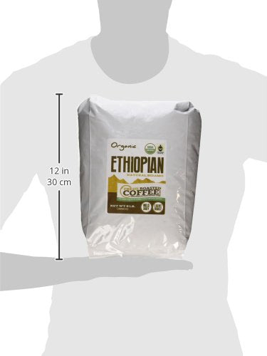 Fresh Roasted Coffee, Organic Ethiopian Sidamo | Fair Trade, USDA Organic, 100% Single Origin, Kosher | Light Roast 5 lb (80 oz) Whole Bean