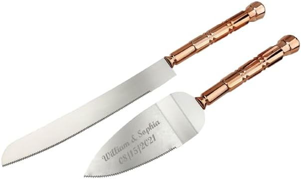 GIFTS INFINITY Personalized Wedding Cake Knife and Server Set Free Engraving - Valentine's, Wedding, Bithday (CT-101RG)