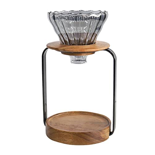 SOTECH Pour Over Coffee Station Dripper Stand Coffee Filter Wooden Filter Holder Glass Server with
