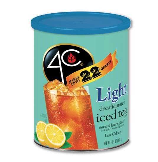 4C Zero Sugar Powdered Drink Mix Cannisters, Zero Sugar Decaffeinated Iced Tea 3 Pack, 22 Quarts, Family Sized Cannister, Low Calorie, Thirst Quenching Flavors