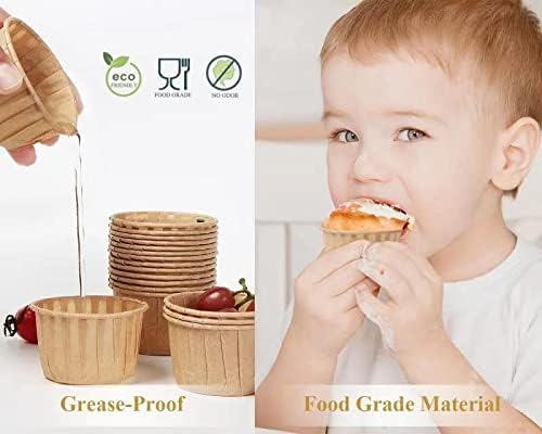 Nax Caki Brown Cupcake Liners Standard Size, 30pcs Muffin Baking Wrapping Packaging Cups,Holders Paper, Heavy Duty Greaseproof Wrappers for Wedding,Birthday,Party,Baby Showers,Gift,With 3 Decorations