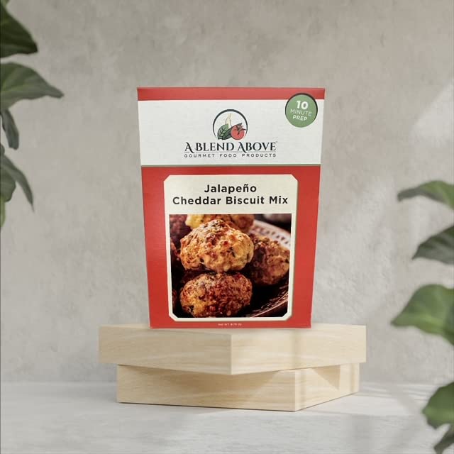 A Blend Above Jalapeno Cheddar Biscuits Mix - Easy To Make, Makes 10 Biscuits, Biscuit Mix Just Add Water - Deliciously Spicy at Every Bite, Dinner Biscuits, Biscuits & Gravy, Breakfast Biscuits, Spicy Biscuits - 10 Servings
