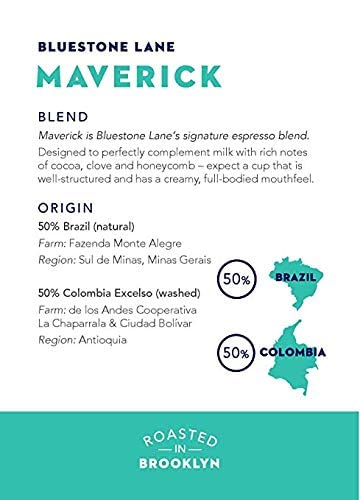 Bluestone Lane Coffee Beans, Maverick Espresso, Medium Roast, Whole Bean, 12 Ounce Bag