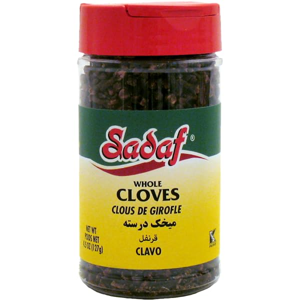 Sadaf Cloves Whole - Whole Cloves for Cooking and Food Flavoring - Clavos de Olor - Kosher - 4.5 Oz Bottle with Shaker Top
