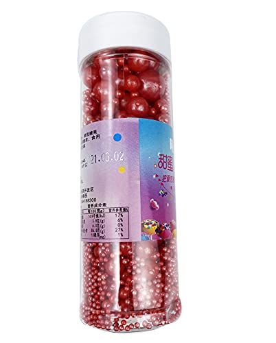 Christmas Sprinkles Edible Pearl Sugar Red Candy 120g/ 4.2oz Baking for Cake Decorations Cupcake Toppers Cookie Decorating Ice Cream Toppings Celebrations Shaker Jar Wedding Shower Party Chirstmas Supplies