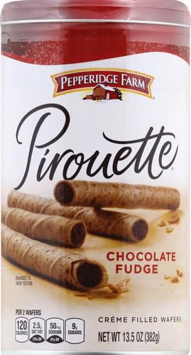 Pepperidge Farm Pirouette Cookies, Chocolate Fudge Créme Filled Wafers, 13.5 Oz Tin (Pack of 2)