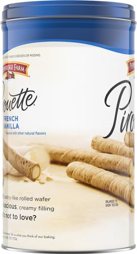 Pepperidge Farm Pirouette Cookies, French Vanilla Flavored Crème Filled Wafers, 13.5 Oz Tin (Pack of 4)