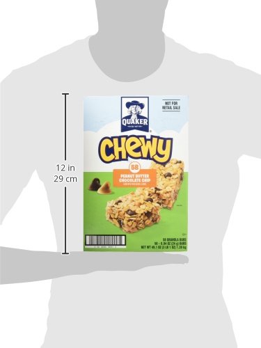 Quaker Chewy Granola Bars, Peanut Butter Chocolate Chip, 58 Count