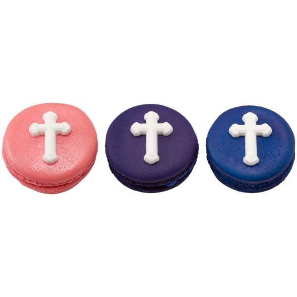 White Cross Edible Sugar Cake Toppers, 12 Count