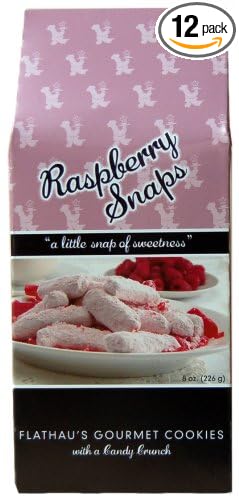 Flathau's Fine Foods Raspberry Snaps, 8-Ounce Boxes (Pack of 12)