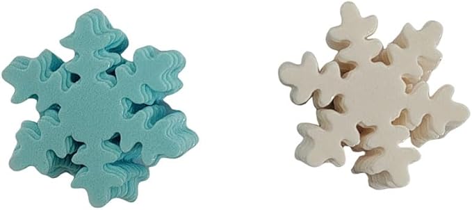 50Pcs Edible Cupcake Toppers Snowflakes for Cake Decorating Christmas Winter Frozen Birthday Party Decoration Blue and White