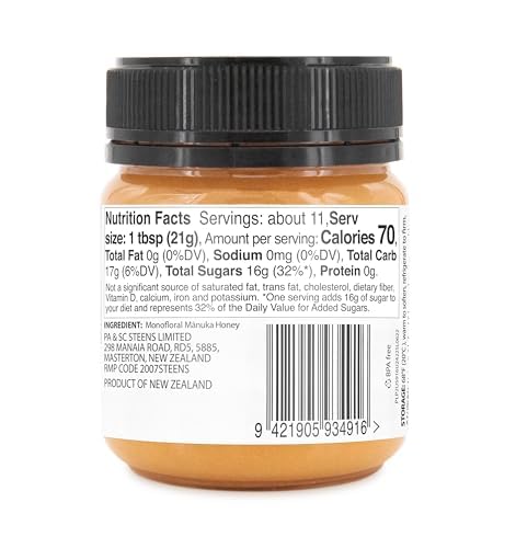 Steens Manuka Honey - UMF 24+ and MGO 1122+ - Pure & Raw 100% Certified Manuka Honey - Bottled and Sealed in New Zealand - 7.9 oz