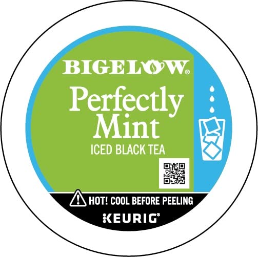 Bigelow Tea Unsweetened Perfectly Mint Iced Black Tea Keurig K Cup Pods, Caffeinated Tea Keurig Tea Pods, 10 Count Box (Pack of 6), 60 Total K-Cup Pods