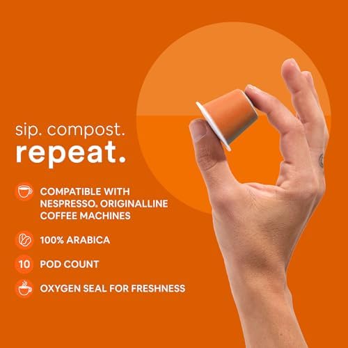 WOKEN COFFEE Compostable Nespresso Pods - Arabica Light Roast Italian Espresso Coffee Capsules Compatible With Nespresso Coffee Machine (100 Pod Count, 10 Boxes)