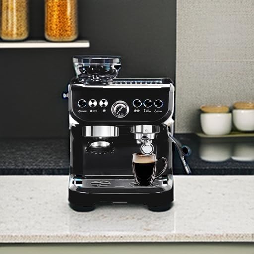 MIROX Espresso Machine 15 Bar, Coffee Maker With Milk Frother Steam Wand, Built-In Bean Grinder, Combo Cappuccino Machine with 70oz Removable Water Tank (ABS high-strength plastic shell)