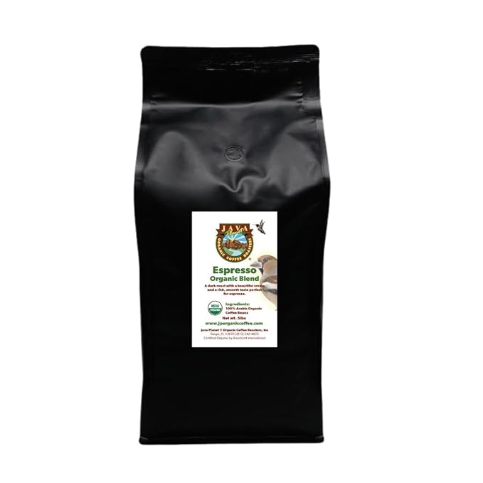Low Acid Organic Coffee ??Whole Bean, Mold-Free & Stomach Friendly by Java Planet, Espresso Blend Coffee, Dark Roast, Smooth Full Flavored, 5LB Bag