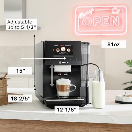 Bosch 800 Series Fully Automatic Espresso and Coffee Machine ??35 Drinks, Cold Brew, Double Cup, Milk Hose, Ceramic Grinder, Smart Features, in Black TPU60309