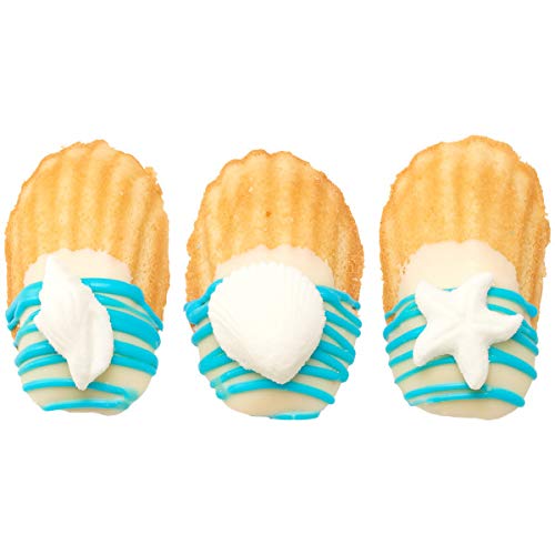 White Seashell, Conch, and Starfish Edible Sugar Cake Toppers, 12 Count