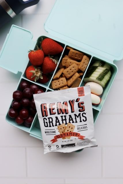 Safe + Fair Remy's Cinnamon Grahams 24ct - Wholesome Healthy Snacks - Bite-Sized Whole Grain Treats - Single-Serve Pouches for School Lunches - Peanut/Tree Nut-Free - EBT Eligible Food Items