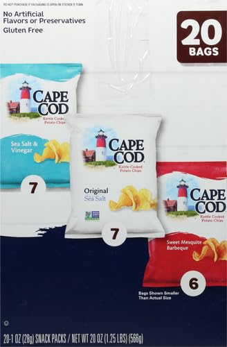 Cape Cod Potato Chips Variety Pack, 1 Oz, 20 Ct (Pack of 2)
