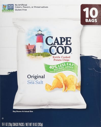 Cape Cod Potato Chips Original Less Fat, 1 Oz, 10 Ct (Pack of 2)