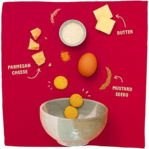 Michel et Augustin Gourmet Crackers, Parmesan Cheese Biscuits with Mustard Seeds, Savory Party Crackers, French Snacks, 3.5 oz. Bags