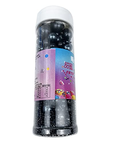 Christmas Sprinkles Edible Pearls Sugar Sprinkles Black Candy 120g/ 4.2oz Desserts Cake Decorations Cupcake Toppers Cookie Decorating Ice Cream Toppings Celebrations Shaker Jar Wedding