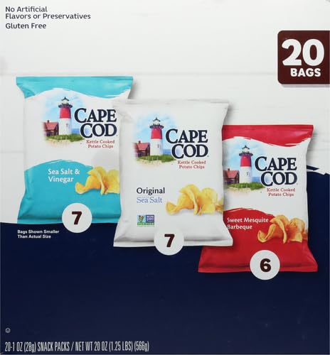 Cape Cod Potato Chips Variety Pack, 1 Oz, 20 Ct (Pack of 2)