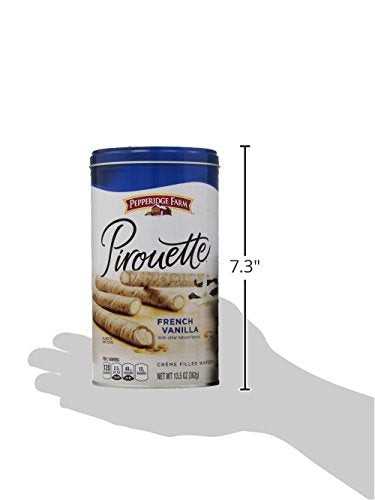 Pepperidge Farm Pirouette Cookies, French Vanilla Flavored Crème Filled Wafers, 13.5 Oz Tin (Pack of 4)
