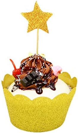48 Pieces Little Star Toppers,Baby Shower Decor and Cupcake Party Picks