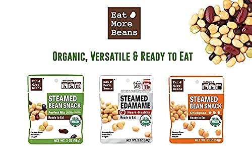 Steamed Bean Snack Series - STEAMED EDAMAME (Water, Organic Soybeans, Sea Salt, Organic Rice Vinegar) - Box of 10