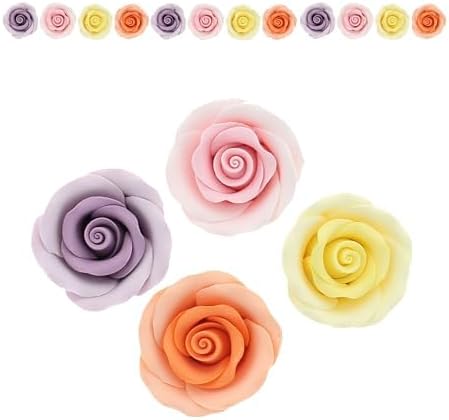 Global Sugar Art Premium Edible Roses, Assorted Spring Colors, Unwired, Medium 1.5 inches, 12 Count by Chef Alan Tetreault