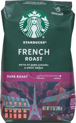 Starbucks Ground Coffee, Dark Roast Coffee, French Roast, 100% Arabica, 1 Bag (12 Oz) (Pack of 2)