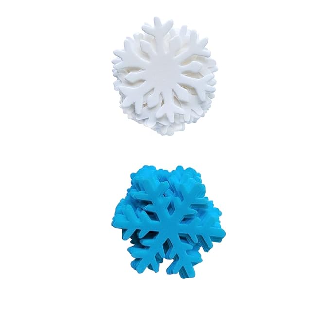50Pcs Edible Cake Cupcake Toppers Snowflakes Christmas Winter Party Decoration White and Blue