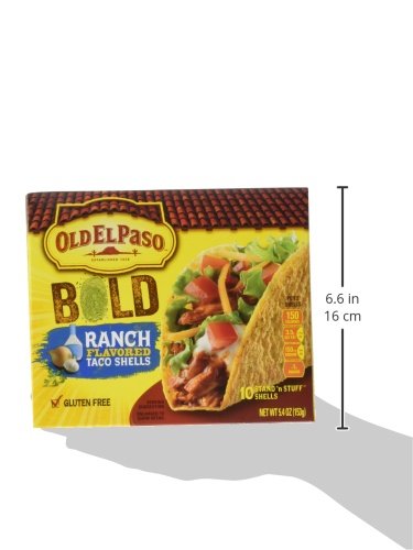 Old El Paso Stand ???Stuff Taco Shells, Zesty Ranch Flavored, Gluten Free Crunchy Corn Taco Shells, 10 Count, 5.4 oz (Pack of 6)