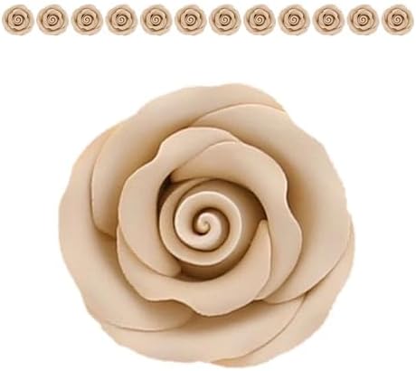 Global Sugar Art Premium Edible Roses, Ivory, Unwired, Medium 1.5 inches, 12 Count by Chef Alan Tetreault