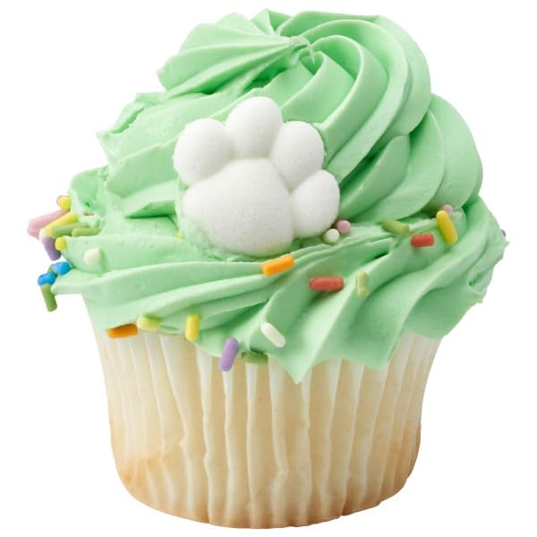 White Animal, Dog, or Cat Paw Edible Sugar Cake Toppers, 24 Count