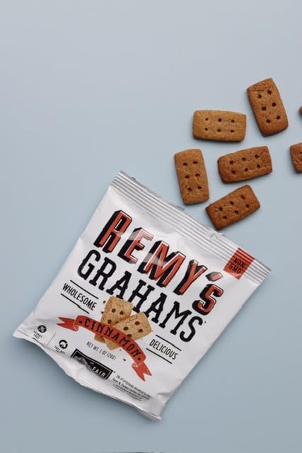 Safe + Fair Remy's Cinnamon Grahams 24ct - Wholesome Healthy Snacks - Bite-Sized Whole Grain Treats - Single-Serve Pouches for School Lunches - Peanut/Tree Nut-Free - EBT Eligible Food Items