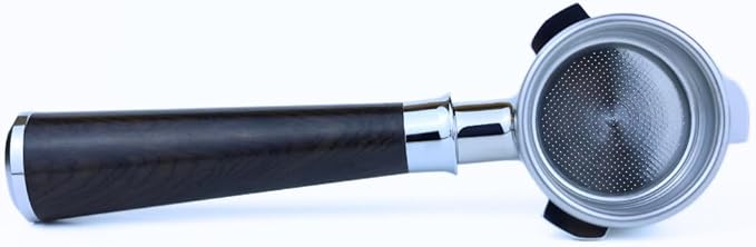 54mm Bottomless Portafilter 3 Ears Black Rosewood Handle Set??Fits Breville Barista Express, Bambino, Impress, Duo Temp Pro and Infuser ??Includes 18g Filter Basket & 1.7mm Puck Screen