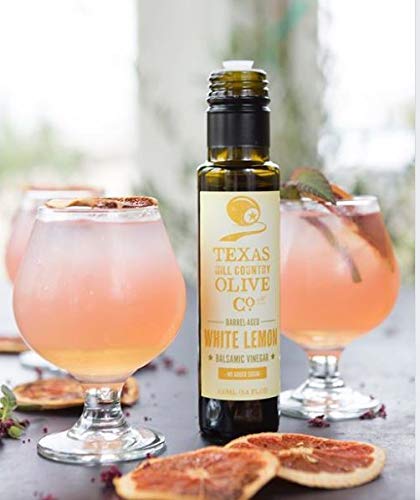White Lemon Balsamic Vinegar - Gourmet Barrel Aged Infused Balsamic Vinegar - Great for Dressing Dipping Glazing - No Artificial Flavors or Added Sugar - Made in Texas (16.9 oz)