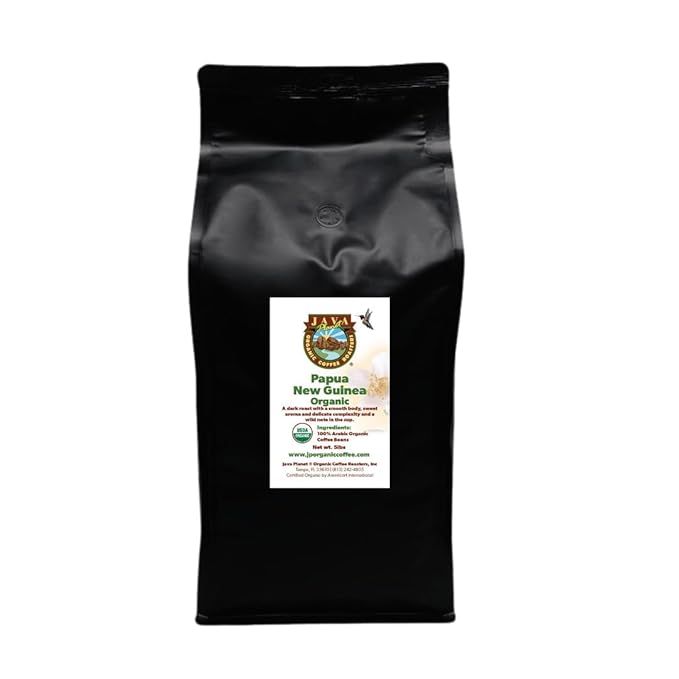 Low Acid Organic Coffee ??Whole Bean, Mold-Free & Stomach Friendly by Java Planet, Papua New Guinea Single Origin Coffee, Dark Roast, Smooth Full Flavored, 5LB Bag