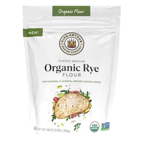 King Arthur Baking Organic Medium Rye Flour - 3 lbs for Complex Flavorful Breads & Baked Goods - 100% US Grown & Milled - Non-GMO Project Verified - Robust Flavor for Rye Bread, Cookies & More