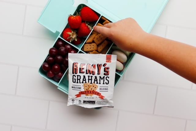 Safe + Fair Remy's Cinnamon Grahams 24ct - Wholesome Healthy Snacks - Bite-Sized Whole Grain Treats - Single-Serve Pouches for School Lunches - Peanut/Tree Nut-Free - EBT Eligible Food Items