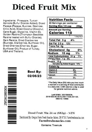 Oregon Farm Fresh Snacks Dried Fruit Mix – Snack Mix With Dried Cranberries, Coconut, Mango & Raisins - Healthy Adult & Kids Snacks - USA Made (24oz)