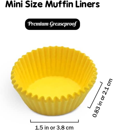 Yellow Mini Cupcake Liners Natural Greaseproof Paper Muffin Baking Cups, 500-Count