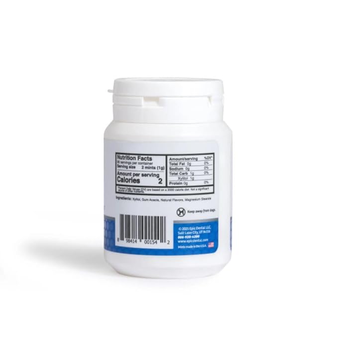 Epic 100% Xylitol Mints - Aspartame Free, Sugar Free - Peppermint Flavored Mints, 180 Pieces (Pack of 2)