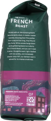 Starbucks Ground Coffee, Dark Roast Coffee, French Roast, 100% Arabica, 1 Bag (12 Oz) (Pack of 2)